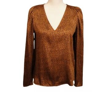 Banana Republic Puff Sleeve Tiger Stripe Blouse